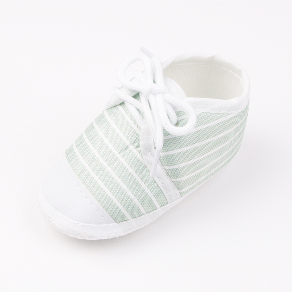 Striped Pre-walkers for Baby Boys, Lace-up Soft Sole, Anti-slip Breathable Infant Shoes