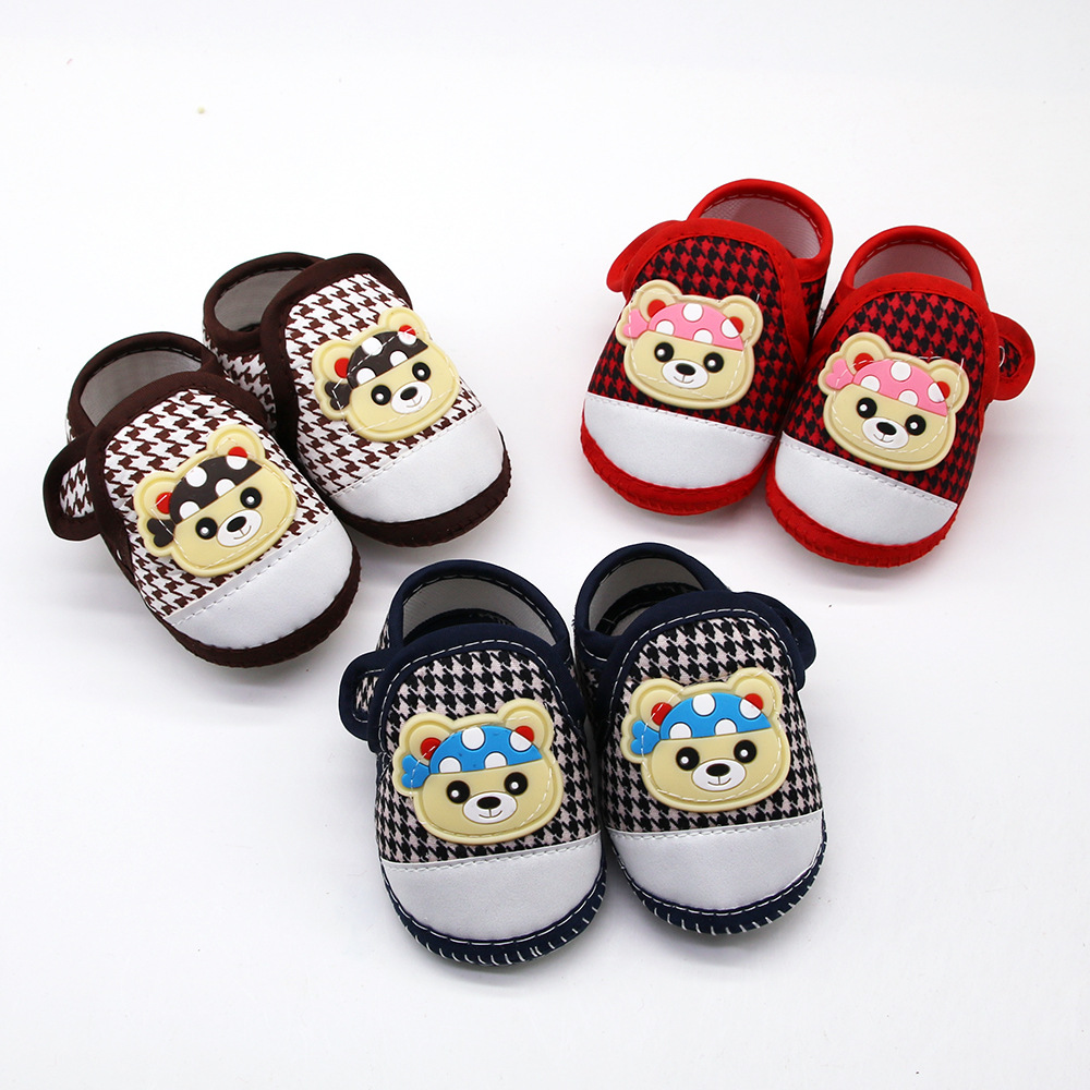 Houndstooth Pattern Baby Shoes, Anti-slip Sole, Adjustable Strap, Breathable Pre-walkers for Infants