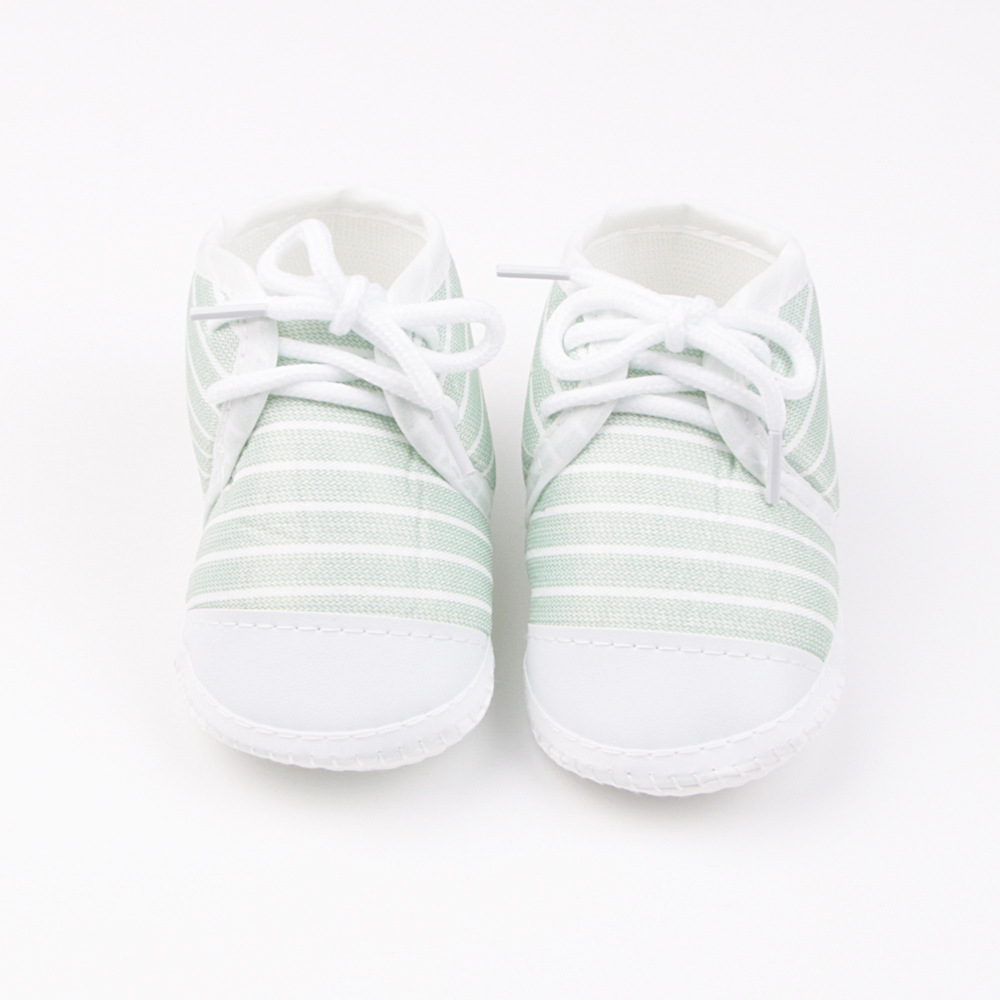 Striped Pre-walkers for Baby Boys, Lace-up Soft Sole, Anti-slip Breathable Infant Shoes