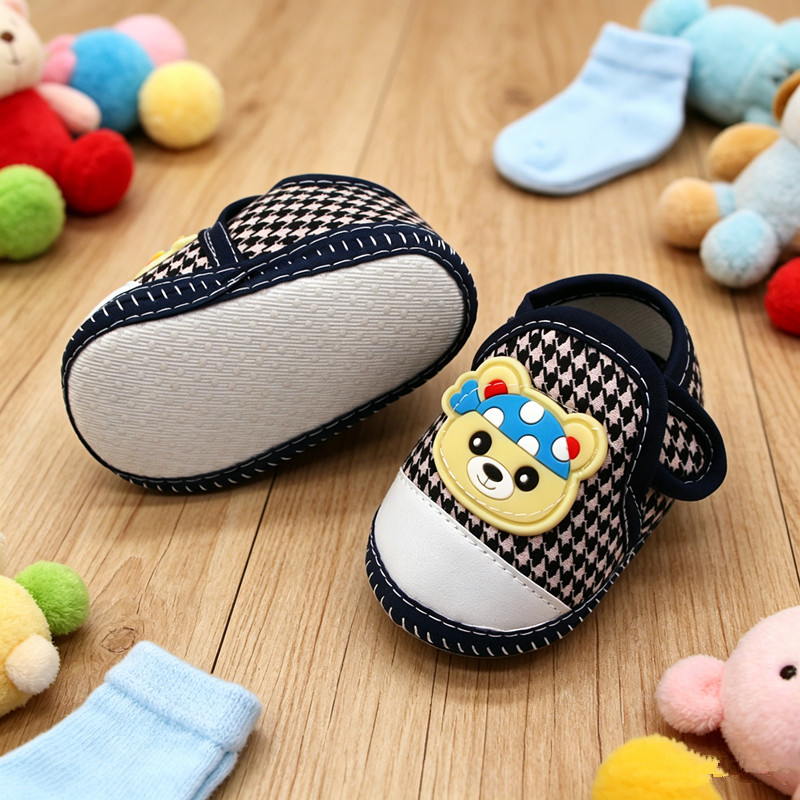 Houndstooth Pattern Baby Shoes, Anti-slip Sole, Adjustable Strap, Breathable Pre-walkers for Infants