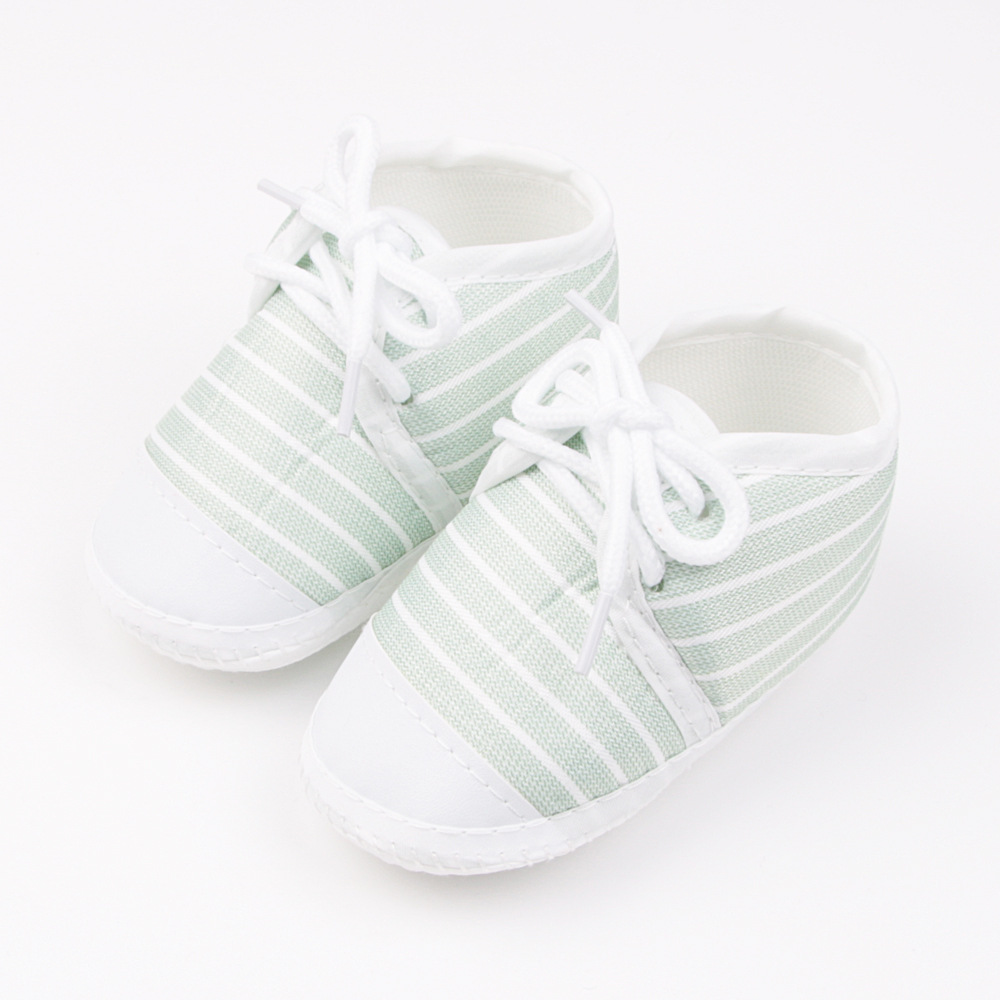 Striped Pre-walkers for Baby Boys, Lace-up Soft Sole, Anti-slip Breathable Infant Shoes