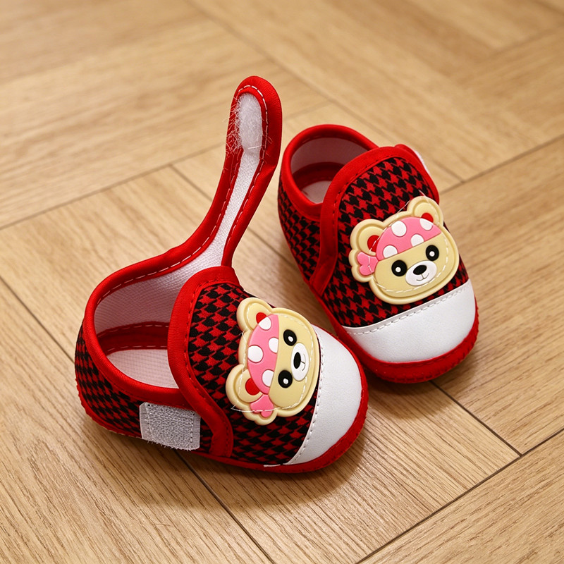 Houndstooth Pattern Baby Shoes, Anti-slip Sole, Adjustable Strap, Breathable Pre-walkers for Infants