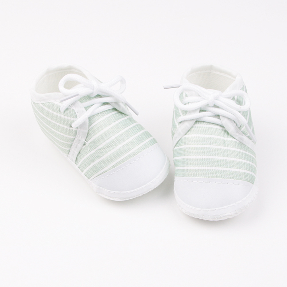 Striped Pre-walkers for Baby Boys, Lace-up Soft Sole, Anti-slip Breathable Infant Shoes
