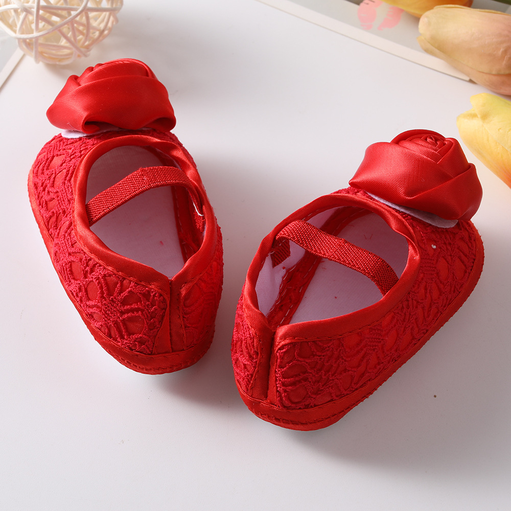 New Baby Shoes, European and American Rose Shoes, Fabric Sole Adhesive Walking Shoes, 0-12 Month old Baby Princess Shoes