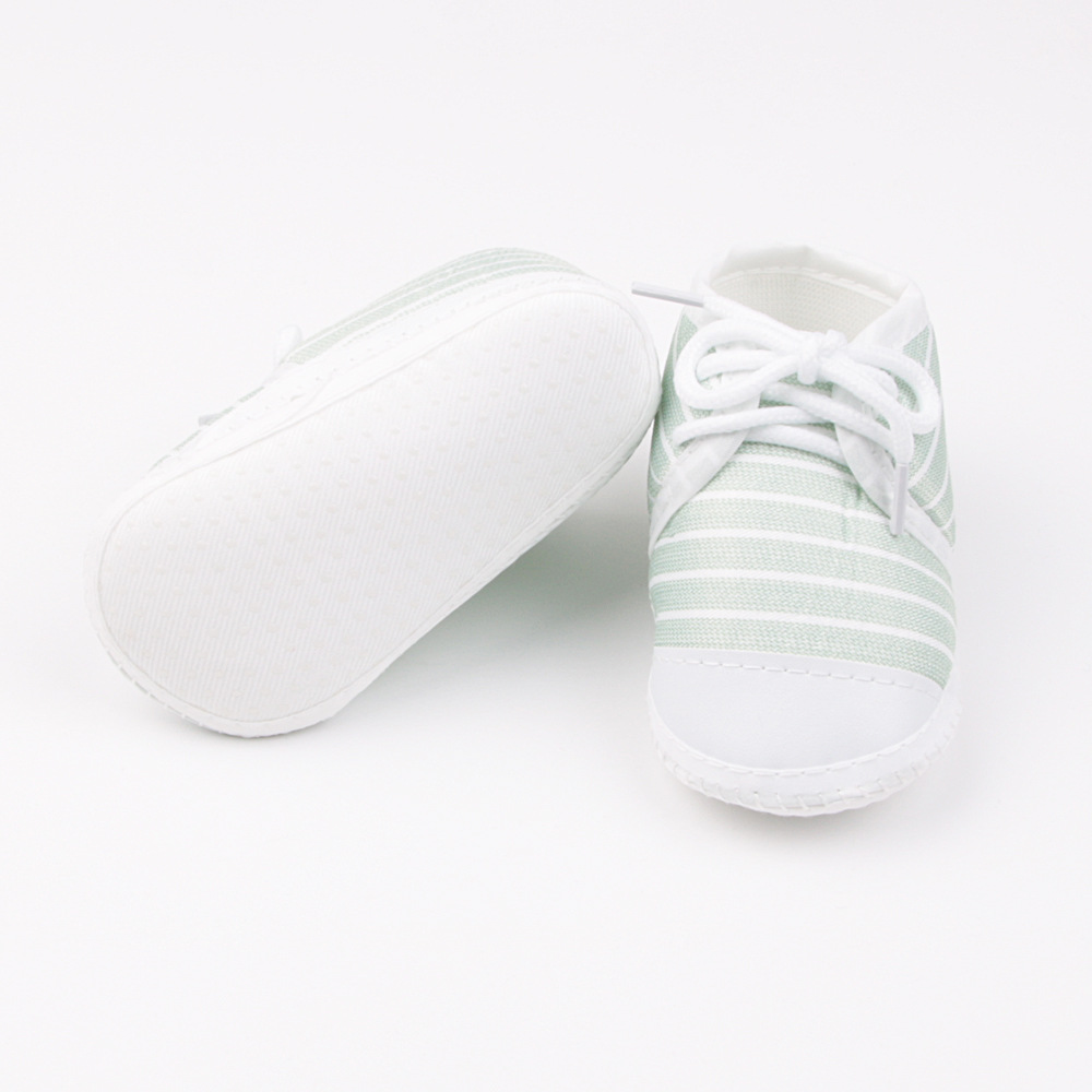 Striped Pre-walkers for Baby Boys, Lace-up Soft Sole, Anti-slip Breathable Infant Shoes