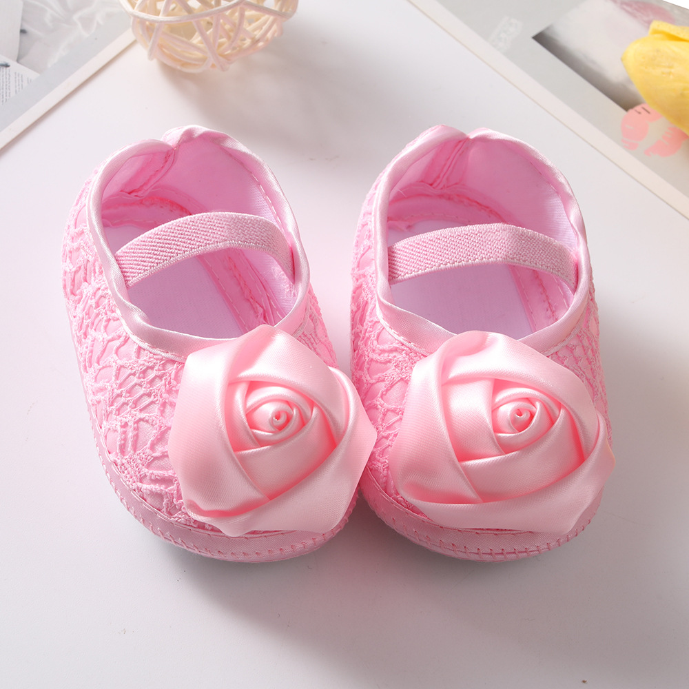 New Baby Shoes, European and American Rose Shoes, Fabric Sole Adhesive Walking Shoes, 0-12 Month old Baby Princess Shoes