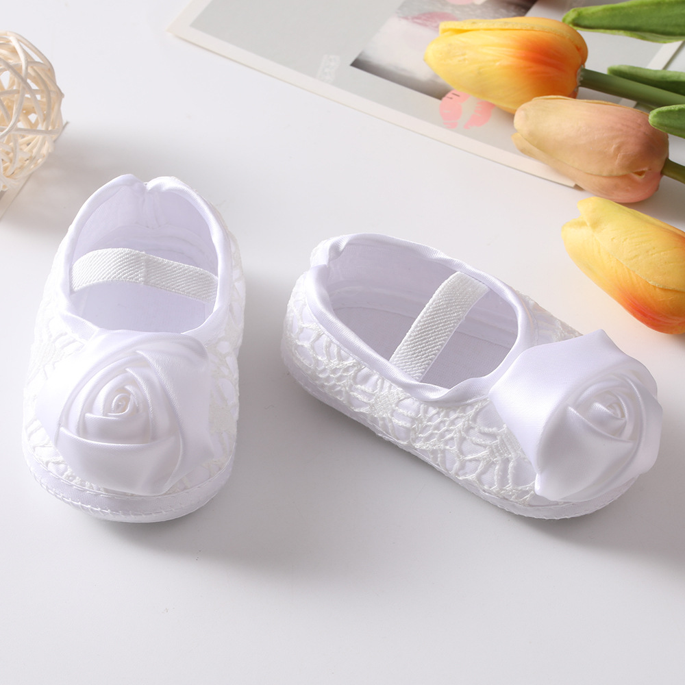 New Baby Shoes, European and American Rose Shoes, Fabric Sole Adhesive Walking Shoes, 0-12 Month old Baby Princess Shoes
