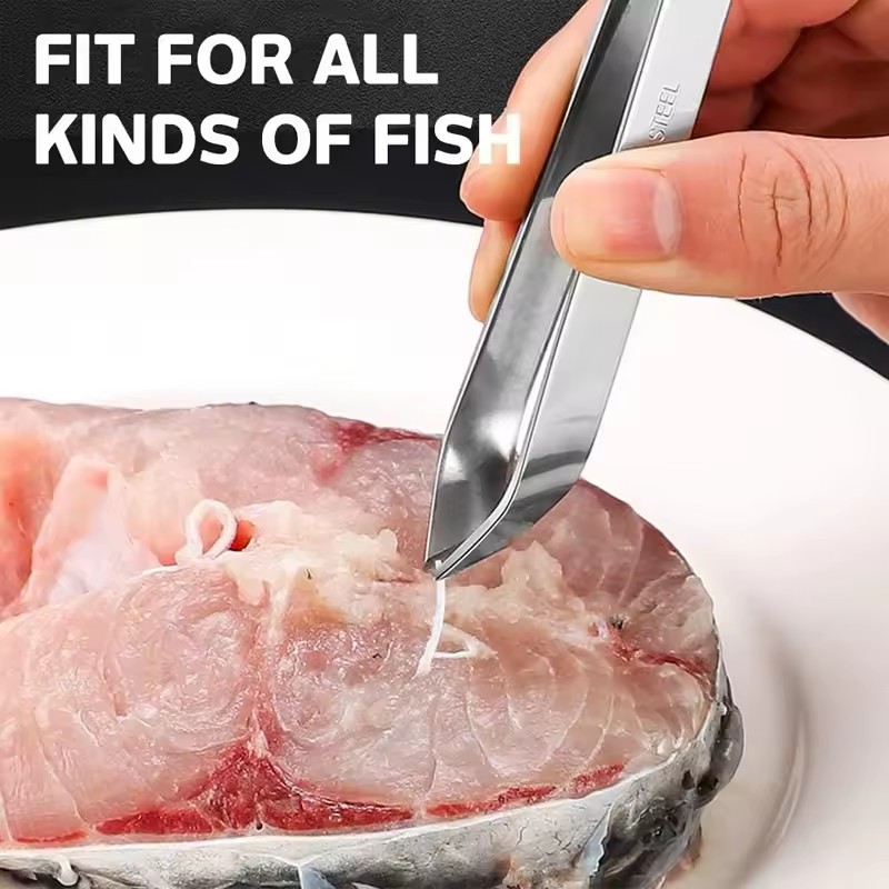 2PCS 430 Stainless Steel Fish Bone Tweezers Pincer Clip Puller Remover Tongs Kitchen Gadgets Fish Bone Plucking Clamp