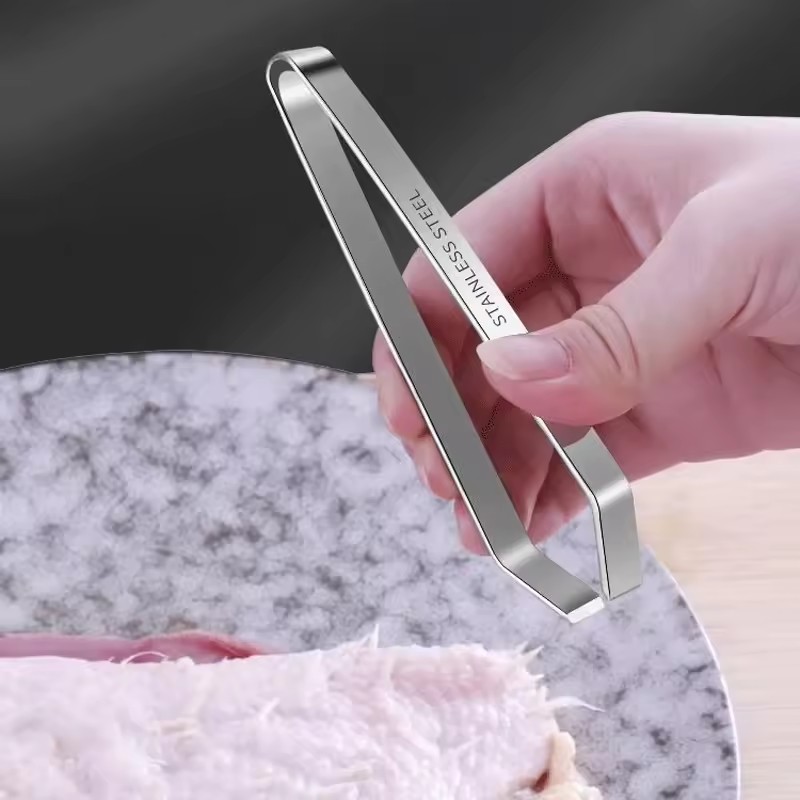 2PCS 430 Stainless Steel Fish Bone Tweezers Pincer Clip Puller Remover Tongs Kitchen Gadgets Fish Bone Plucking Clamp