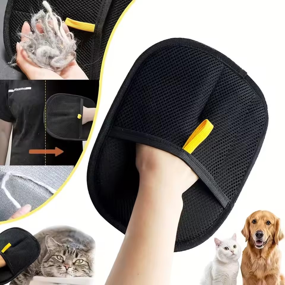 1PC Reusable Double Sided Pet Hair Removal Gloves for Grooming Ideal for Cleaning Fur on Carpets Couches Pet Beds Cat Trees Furnitur