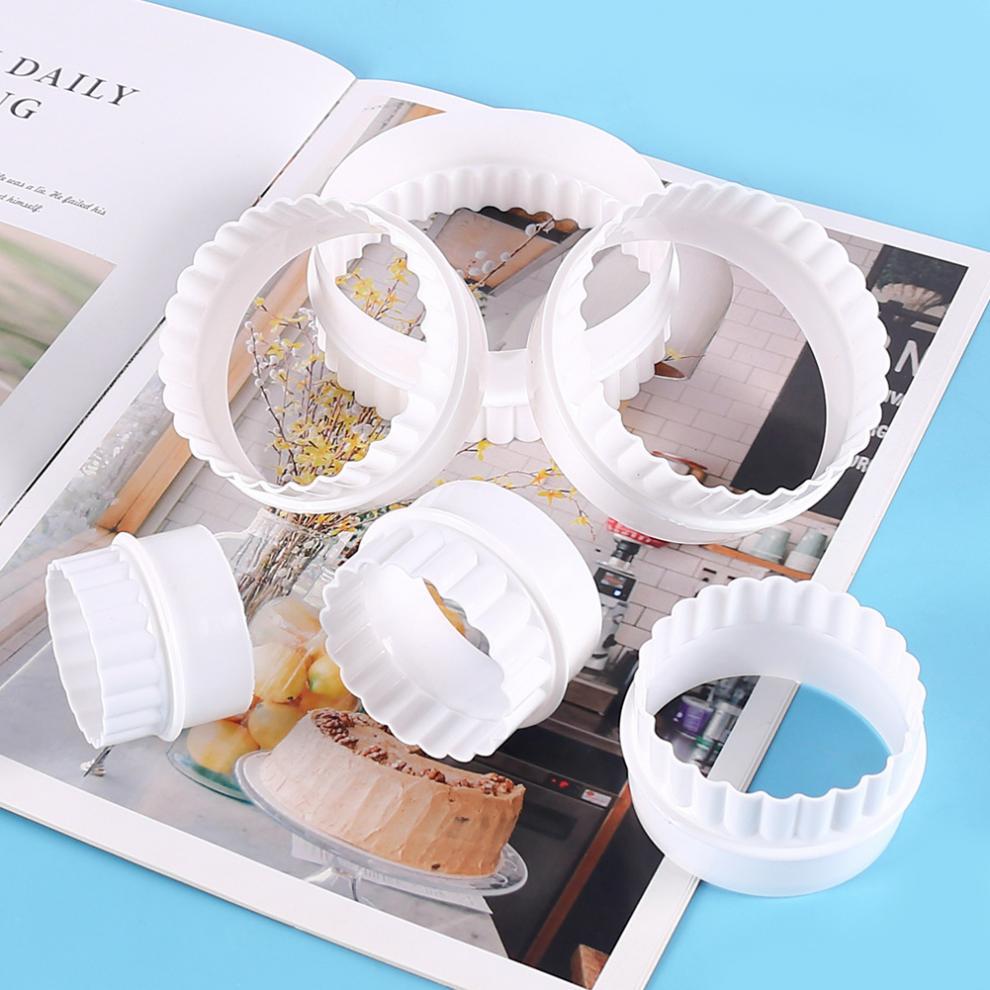 6Pcs/Set White Wave Round Double-sided Cookie Cutters For Kitchen Tools Baking Pastry Candy Chocolate Tools For Home Pastries