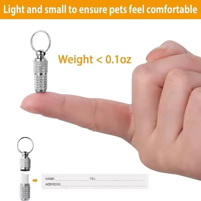 Pet Dog Cat Anti Lost Pendant Mini Waterproof Metal Pet Identity Address Tag Collar Hanging Decoration Anti Lost Pet Accessories