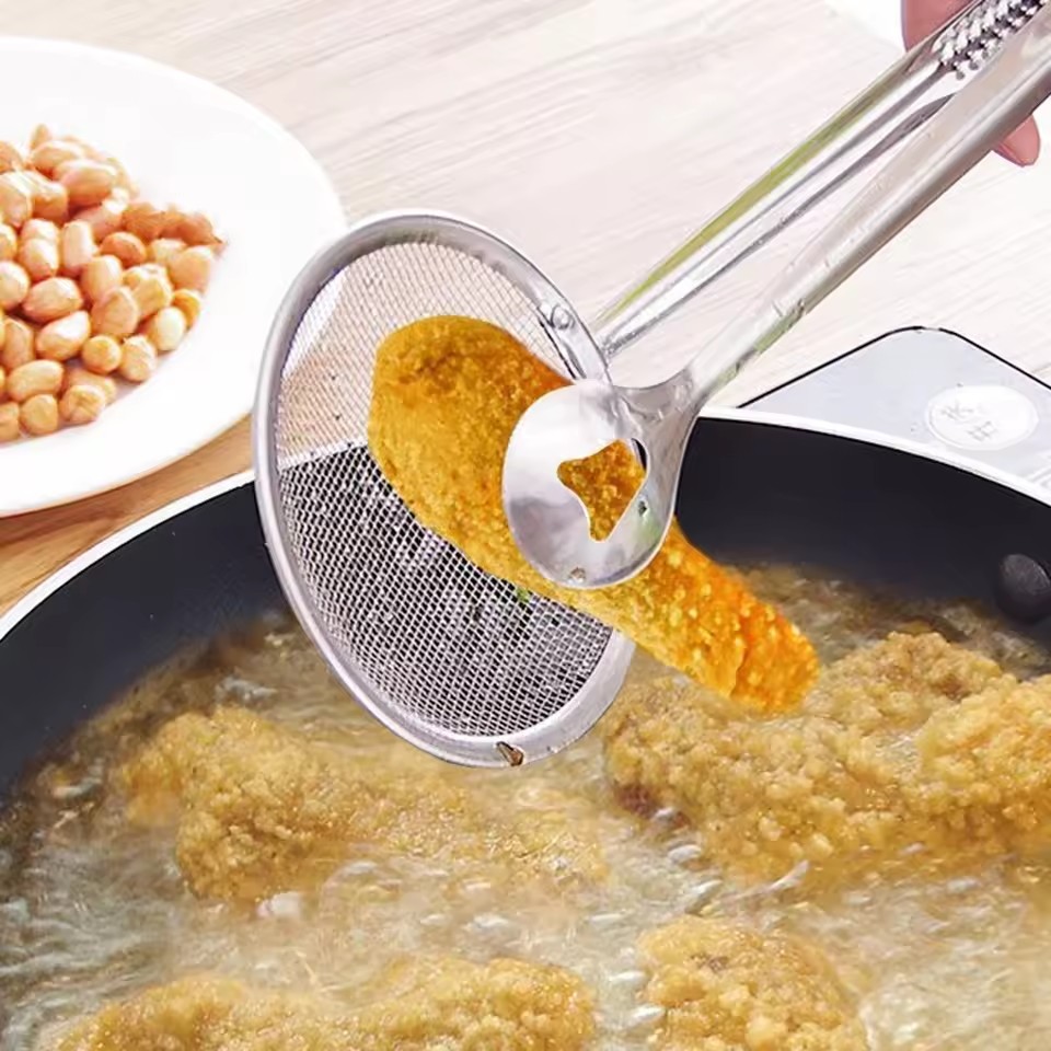 Kitchen Accessories Multifunction Stainless Steel Sieve Filter Spoon Fried Food Oil Strainer Clip Handheld Cooking Tools Gadgets