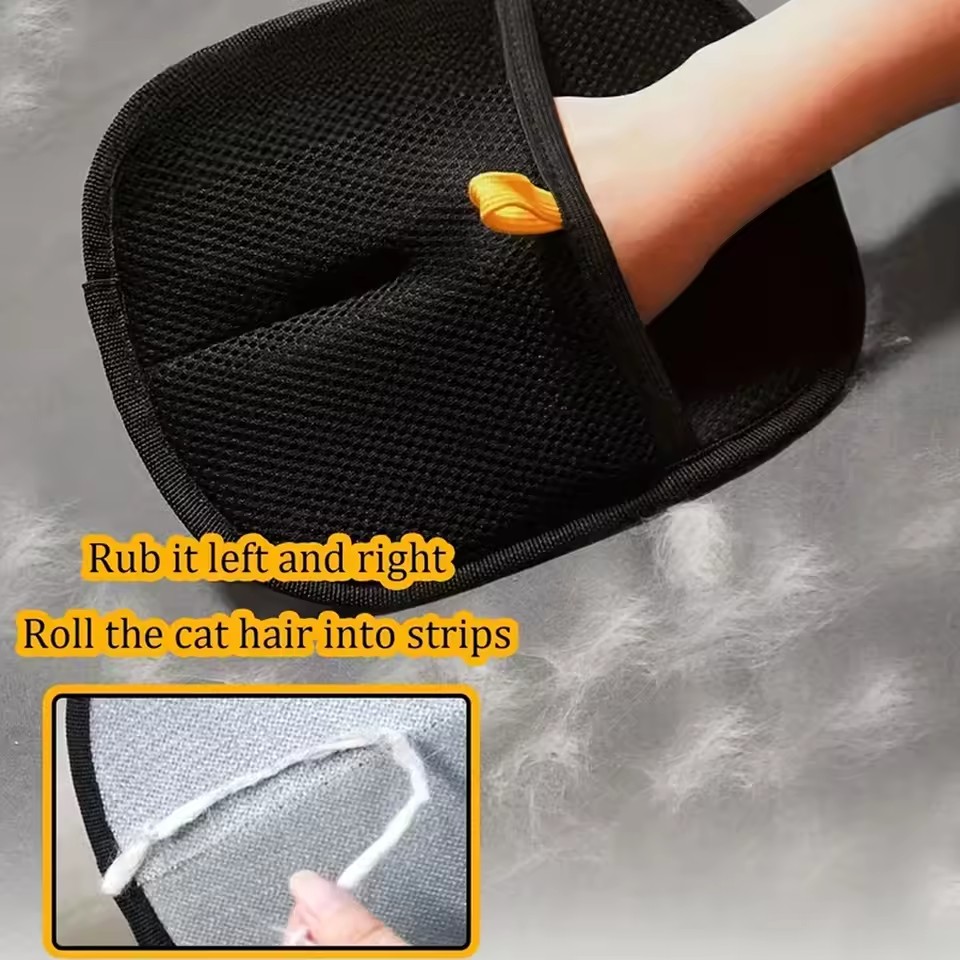 1PC Reusable Double Sided Pet Hair Removal Gloves for Grooming Ideal for Cleaning Fur on Carpets Couches Pet Beds Cat Trees Furnitur
