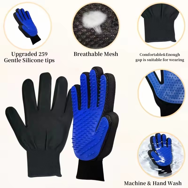 2 Pcs Cleaning Gloves Suitable for Hair Removal Tools for Dogs Cats Pet Massage and Caressing Gloves, Hair Removal Glove Brush