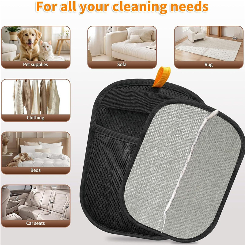 5-Finger Reusable Double-Sided Pet Hair Removal Glove Static Grooming Tool for Cats Dogs Soft Brush Mitt for Carpet Cloth Sofa