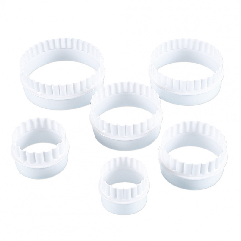6Pcs/Set White Wave Round Double-sided Cookie Cutters For Kitchen Tools Baking Pastry Candy Chocolate Tools For Home Pastries