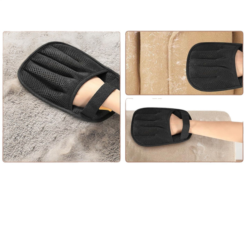 5-Finger Reusable Double-Sided Pet Hair Removal Glove Static Grooming Tool for Cats Dogs Soft Brush Mitt for Carpet Cloth Sofa