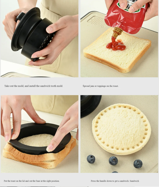 4 in 1 ABS Manual Meat Patty Press Sandwich Cutter Multifunctional Hamburger Press Non Stick Meat Patty Mold Kitchen Gadget
