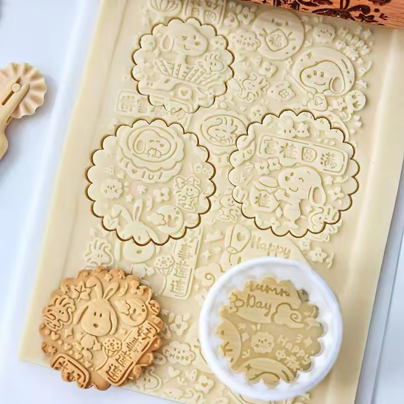 6Pcs/Set White Wave Round Double-sided Cookie Cutters For Kitchen Tools Baking Pastry Candy Chocolate Tools For Home Pastries