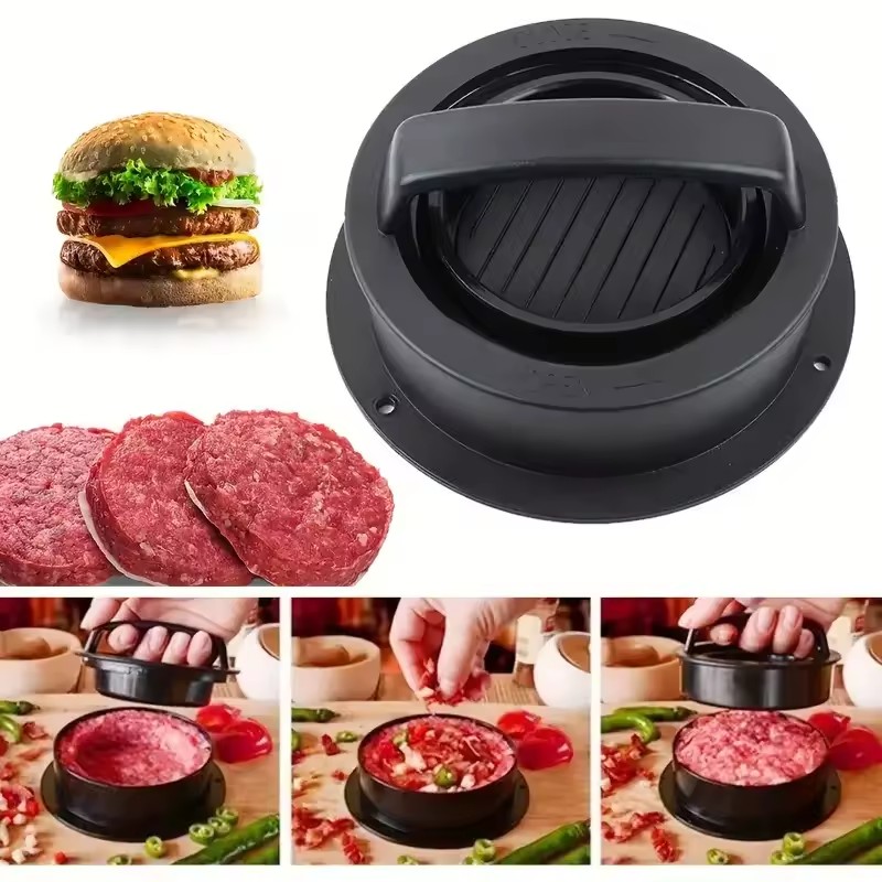 4 in 1 ABS Manual Meat Patty Press Sandwich Cutter Multifunctional Hamburger Press Non Stick Meat Patty Mold Kitchen Gadget