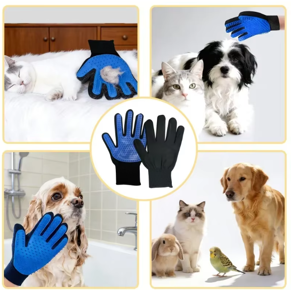 2 Pcs Cleaning Gloves Suitable for Hair Removal Tools for Dogs Cats Pet Massage and Caressing Gloves, Hair Removal Glove Brush
