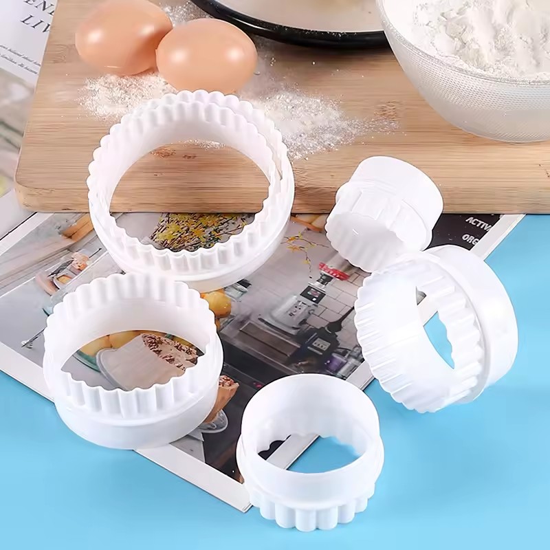 6Pcs/Set White Wave Round Double-sided Cookie Cutters For Kitchen Tools Baking Pastry Candy Chocolate Tools For Home Pastries