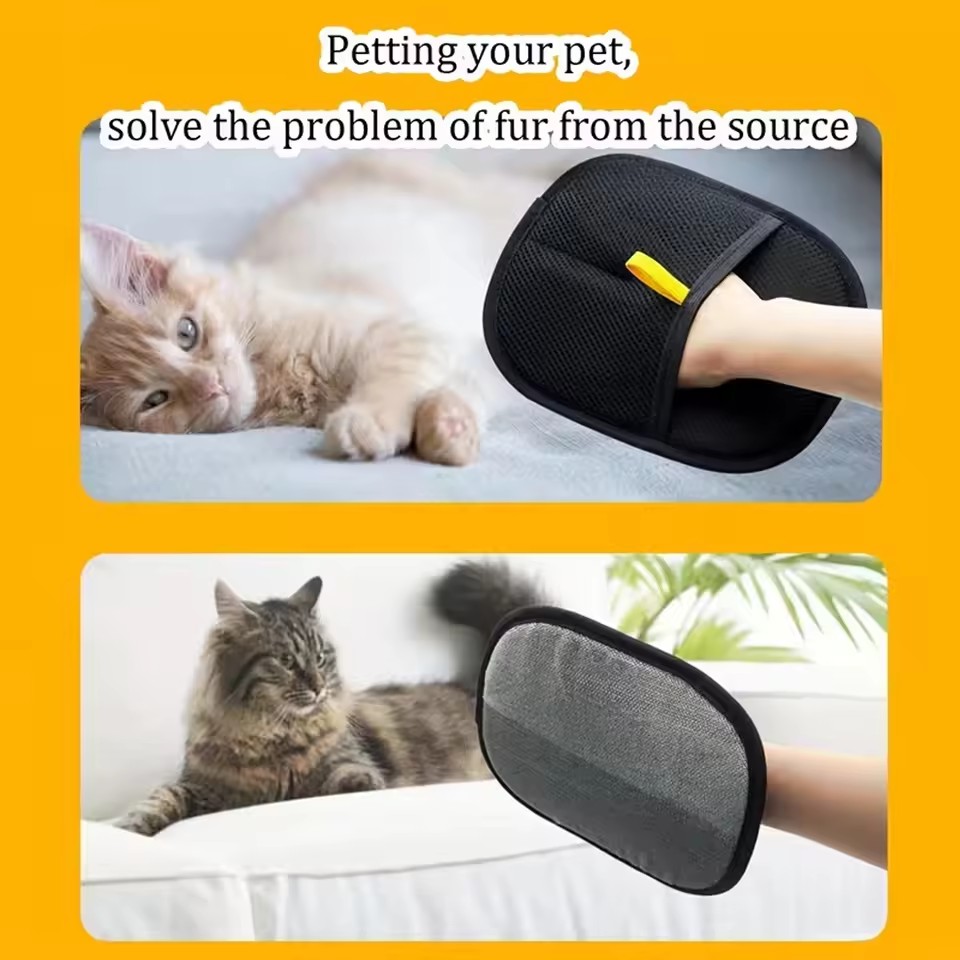 1PC Reusable Double Sided Pet Hair Removal Gloves for Grooming Ideal for Cleaning Fur on Carpets Couches Pet Beds Cat Trees Furnitur