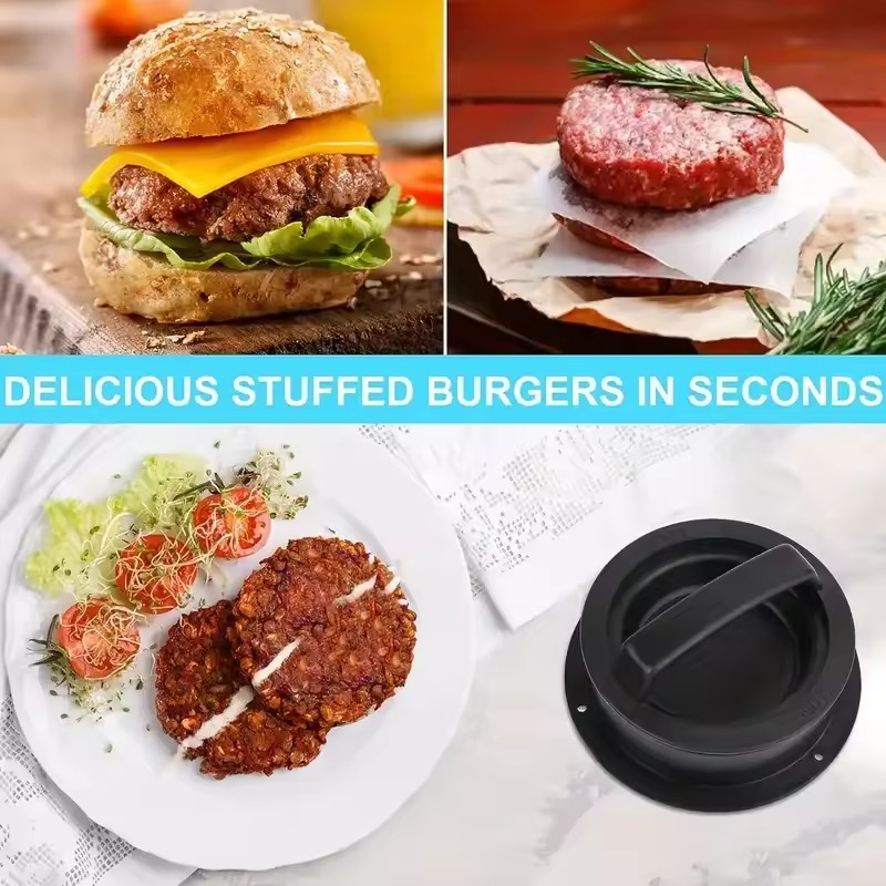 4 in 1 ABS Manual Meat Patty Press Sandwich Cutter Multifunctional Hamburger Press Non Stick Meat Patty Mold Kitchen Gadget