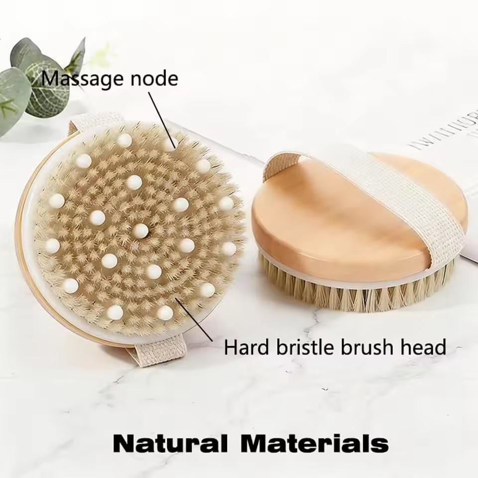 Natural Bristle Brush Soft Wet Dry Skin Body SPA Brush Bath Massager Home Dry Wet Back Shower Brushes Exfoliating Bathing Brush