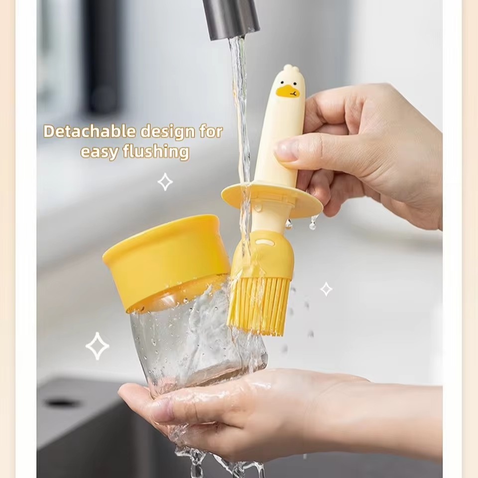 Glass Oil Bottle, Food Grade Silicone Brush Integrated Oil Pot, Vinegar Jar, Barbecue, Baking, Barbecue, Picnic, Cooking Tools