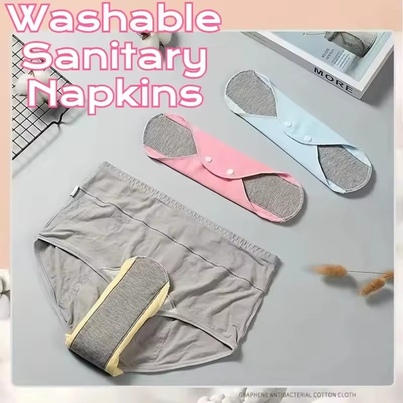 3Pcs Reusable Adult Diaper Incontinence Pads Menstrual Cloth Non-slip Soft Pads Washable Panty Liners Feminine Hygiene Pad