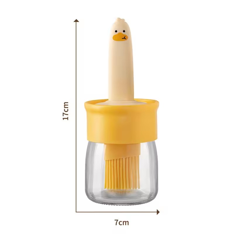 Glass Oil Bottle, Food Grade Silicone Brush Integrated Oil Pot, Vinegar Jar, Barbecue, Baking, Barbecue, Picnic, Cooking Tools