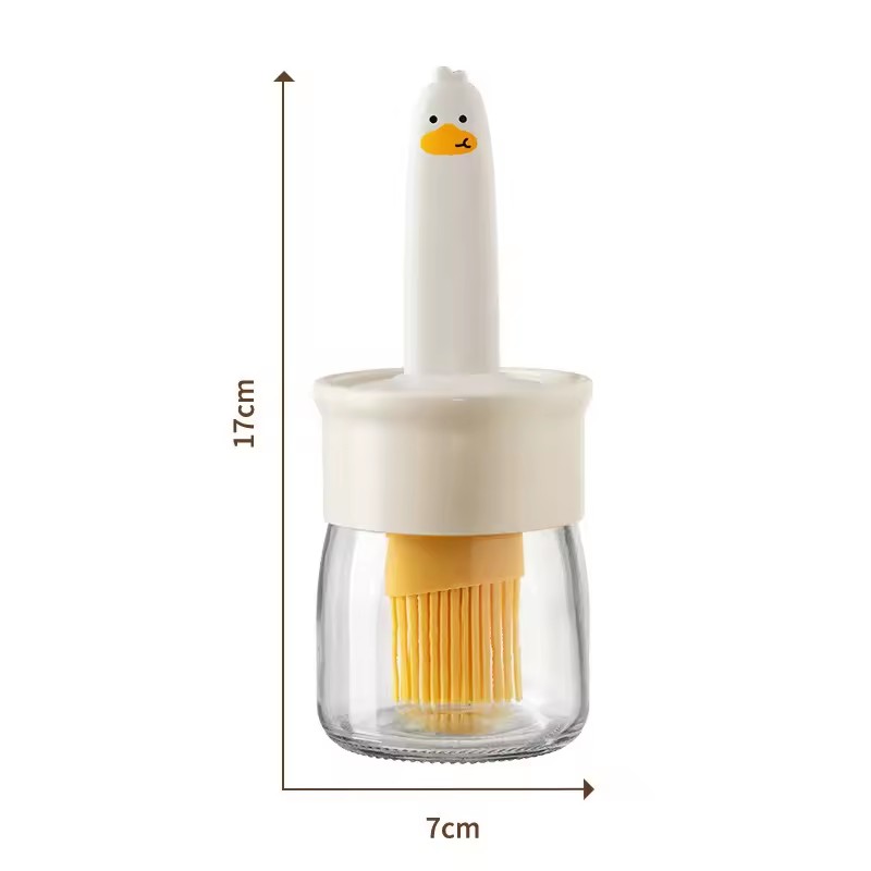 Glass Oil Bottle, Food Grade Silicone Brush Integrated Oil Pot, Vinegar Jar, Barbecue, Baking, Barbecue, Picnic, Cooking Tools