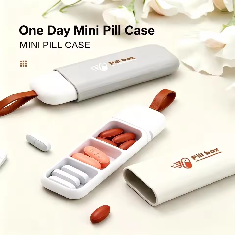 1Pc Portable Mini Pill Box 3 Compartments Travel Carry Sealed Moisture Proof Medicine Dispenser Storage Case Daily Pill Organizer