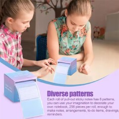 256pcs/Box Pull-out Sticky Notes Fully Adhesive Tearable Sticky Notes Stickers 8 Formats Ideal for Office Student and Home Use!