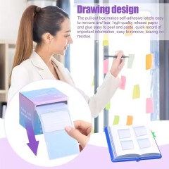 256pcs/Box Pull-out Sticky Notes Fully Adhesive Tearable Sticky Notes Stickers 8 Formats Ideal for Office Student and Home Use!