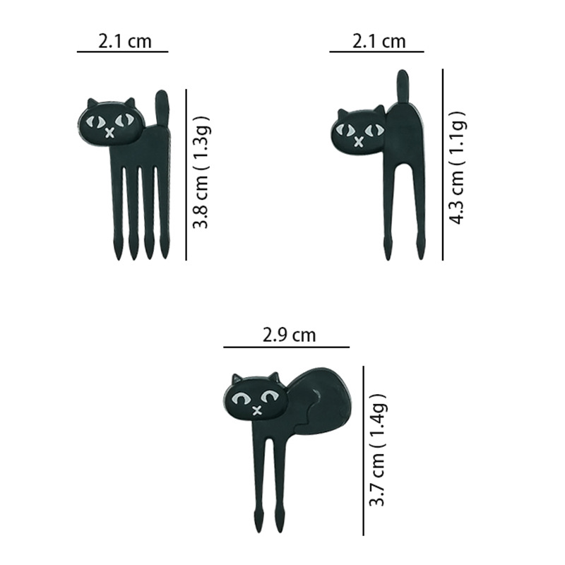 30pcs/Set Black Cat Fruit Fork Mini Cartoon Snack Cake Dessert Food Forks Bento Lunches Accessories Kitchen Utensils For