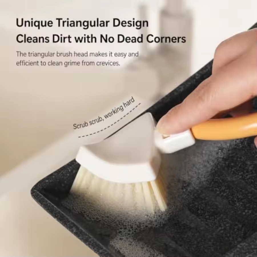 2Pcs Adjustable Foldable Triangular Crevice Brush Vertical Handheld Scrubber Dense Bristle Kitchen Stove Sink Gap Cleaner