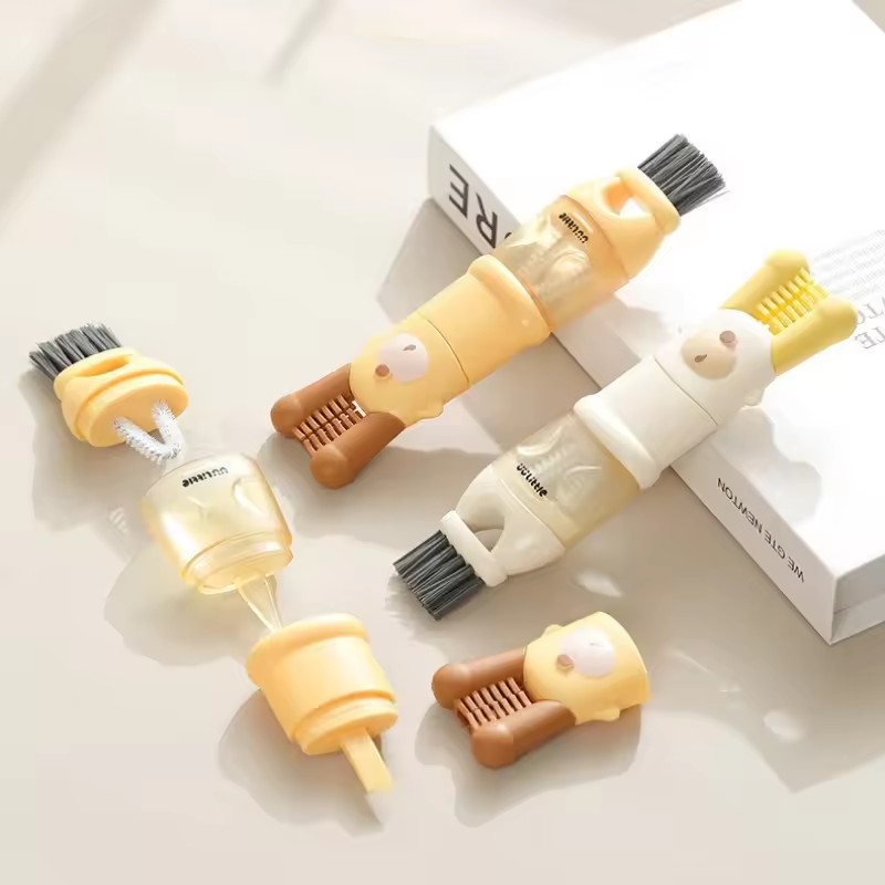 Five-in-one Cartoon Cup Cleaning Brush Efficient Detachable Lid Cleaning Brush Hanging Design Deep Clean Bottle Gap Brush