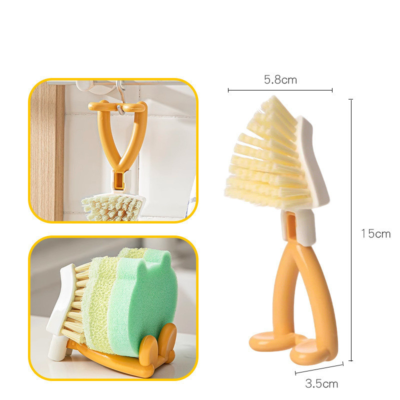 2Pcs Adjustable Foldable Triangular Crevice Brush Vertical Handheld Scrubber Dense Bristle Kitchen Stove Sink Gap Cleaner
