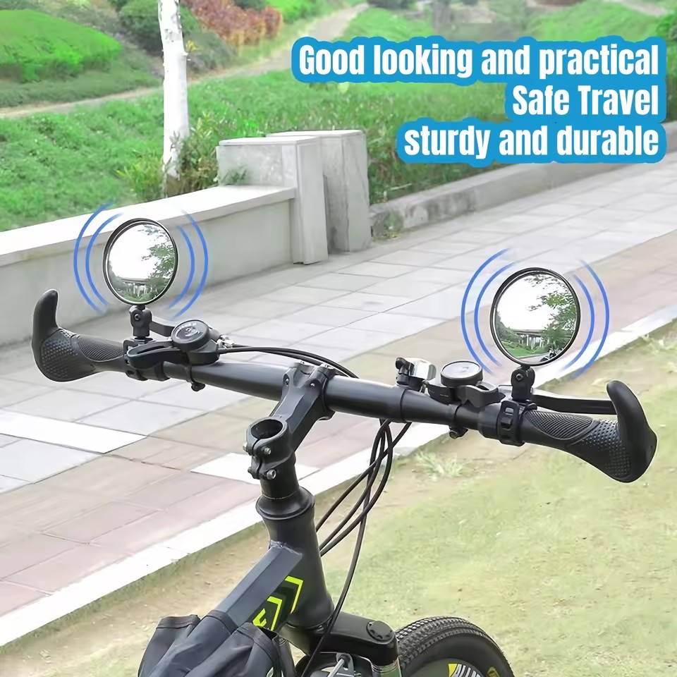 2PCS Bicycle Rear Mirror Wide Angle Handlebar Reflector Mirror Adjustable Cycling Safety View For Mtb Road Bike Scooter