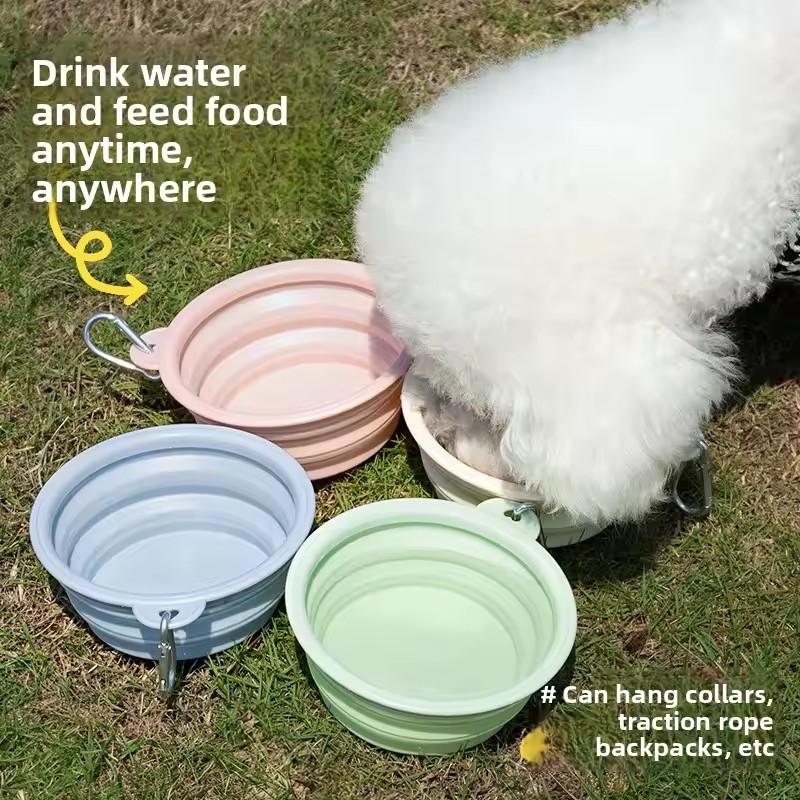 Foldable Silicone Dog Bowl Pet Outdoor Travel Portable Folding Cat Food Water Large Capacity Container Feeding Bowl Pet Supplies