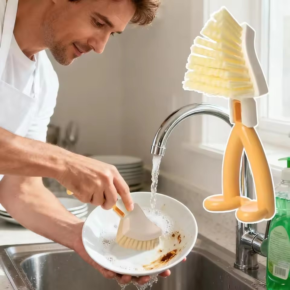 2Pcs Adjustable Foldable Triangular Crevice Brush Vertical Handheld Scrubber Dense Bristle Kitchen Stove Sink Gap Cleaner