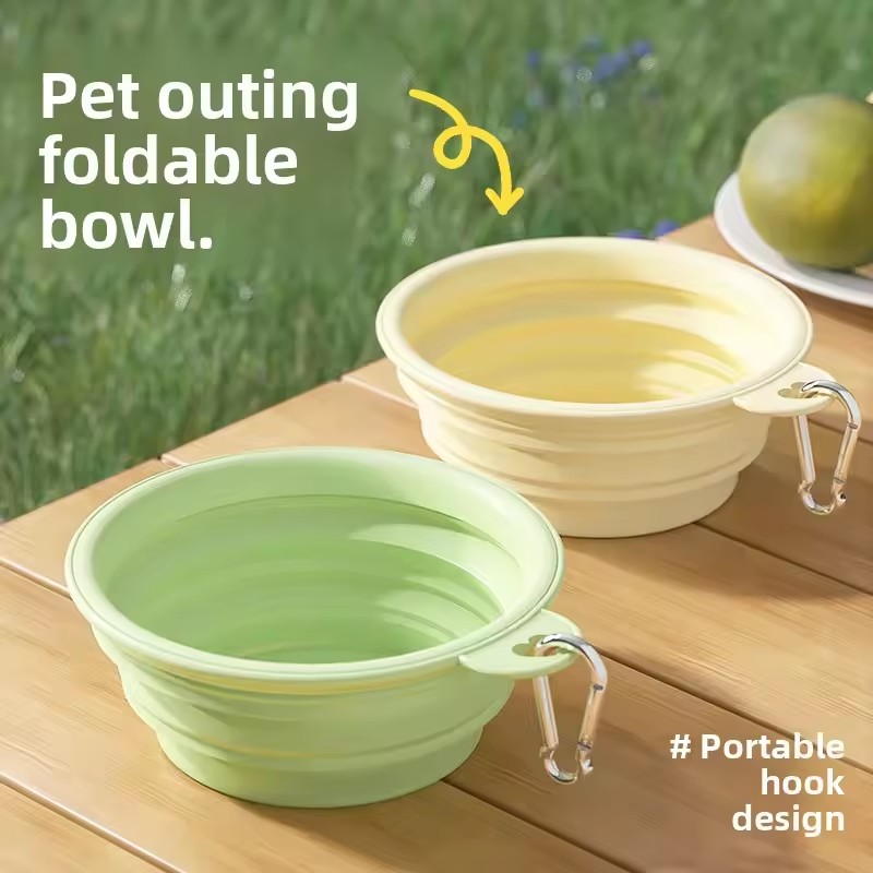 Foldable Silicone Dog Bowl Pet Outdoor Travel Portable Folding Cat Food Water Large Capacity Container Feeding Bowl Pet Supplies