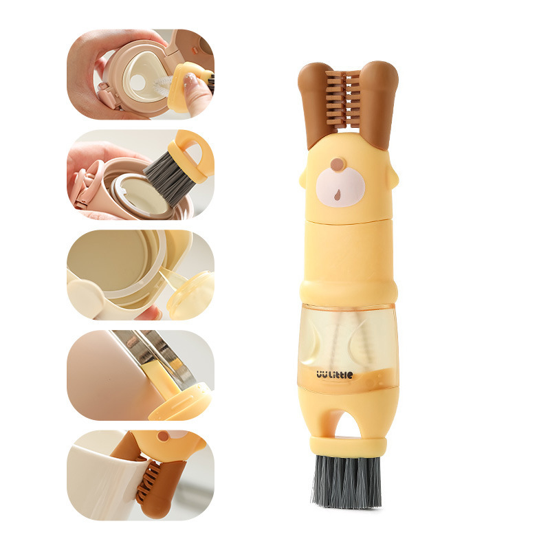 Five-in-one Cartoon Cup Cleaning Brush Efficient Detachable Lid Cleaning Brush Hanging Design Deep Clean Bottle Gap Brush