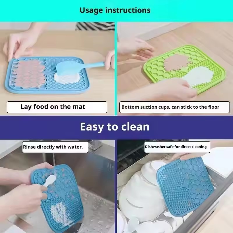 Pet Lick Silicone Mat Dogs Pet Slow Food Plate for Dog Bathing Distraction Silicone Dog Sucker Food Training Dog Feeder Supplies