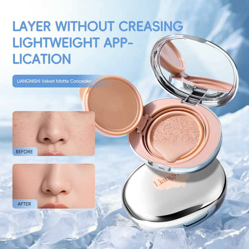 LIANGNISHI Velvet Matte Cushion Concealer, Lightweight Non-Creasing, Cover Acne Spots & Even Skin Tone view 3