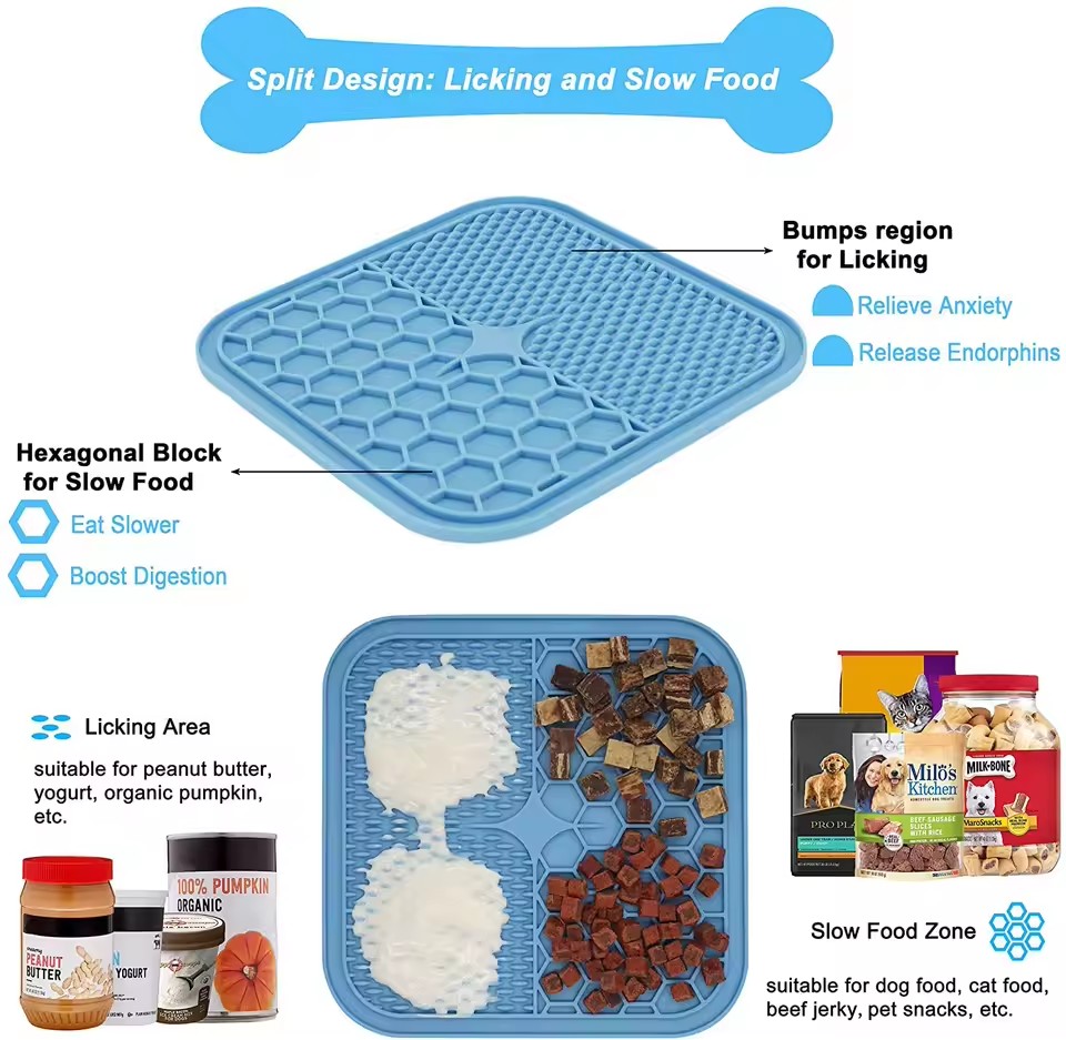 Pet Lick Silicone Mat Dogs Pet Slow Food Plate for Dog Bathing Distraction Silicone Dog Sucker Food Training Dog Feeder Supplies