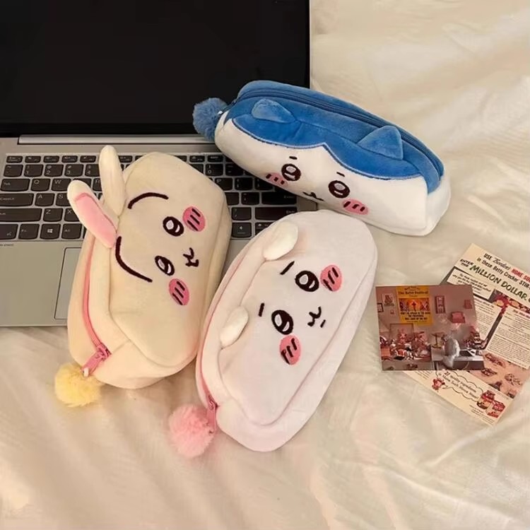 Kawaii Plush Pencil Case Ins Japanese Cute Anime Stationery Bag with Large Capacity for Students and Children's Birthday Gifts
